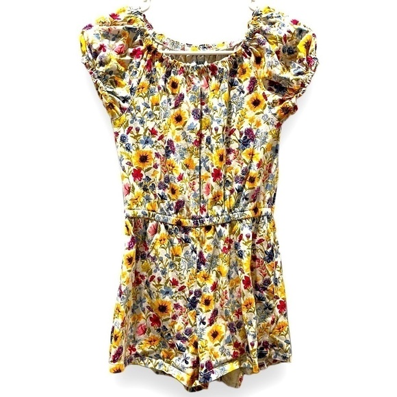 Old Navy girls, sunflower, floral, flower, print romper | size large 10/12 - Picture 1 of 3